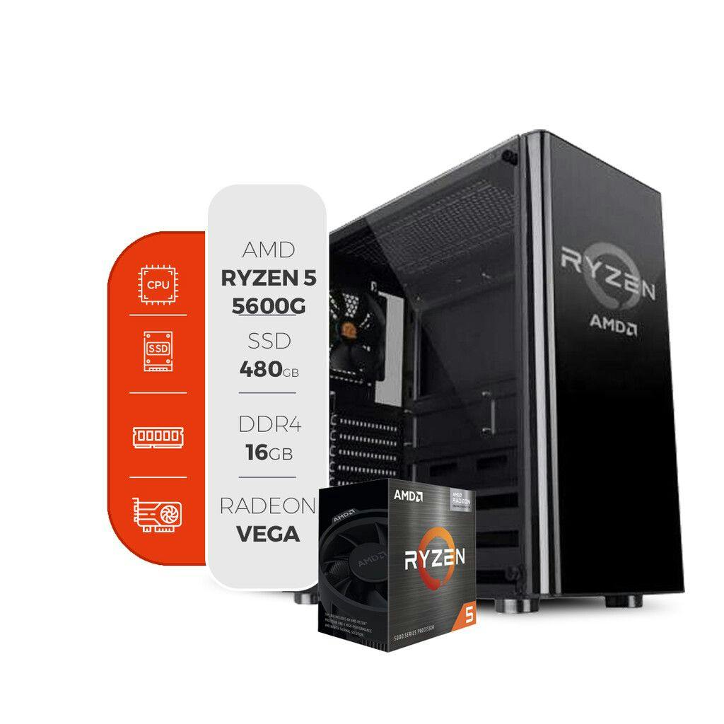 AMD PC ARMADA RYZEN 5 5600G 16GB DDR4 SSD 480GB MB A520M-K